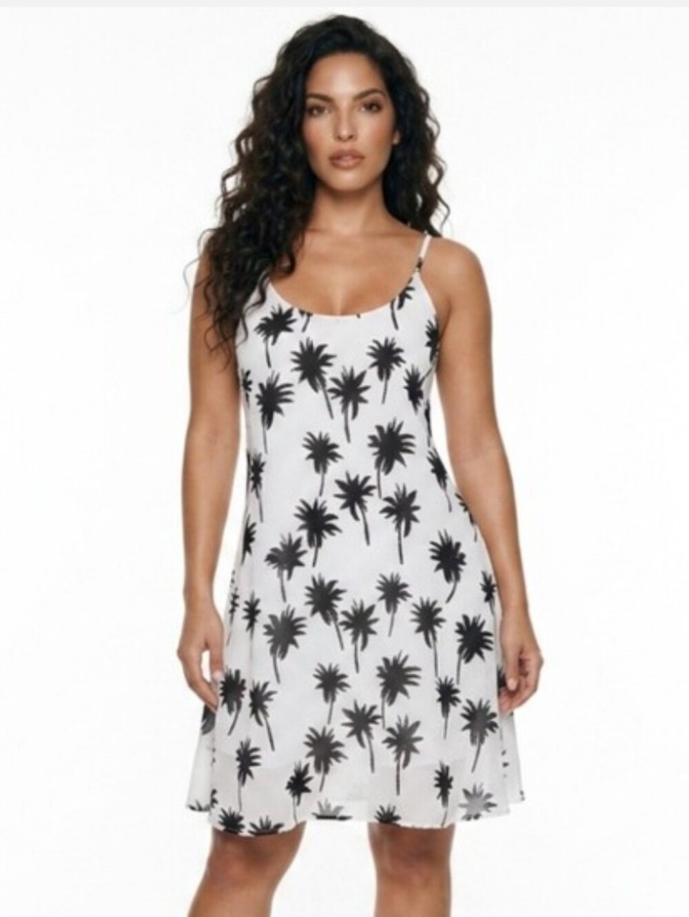 Bailey 44 Women’s White Palm-Print Slip Dress Relaxed A-line Fit Size Medium